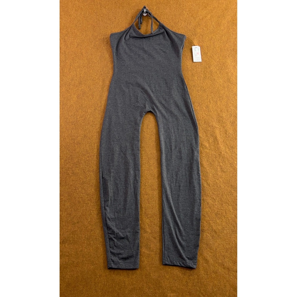 Icon Apparel Womens Large Gray Halter Neck Sleeveless Jersey Jumpsuit NWT